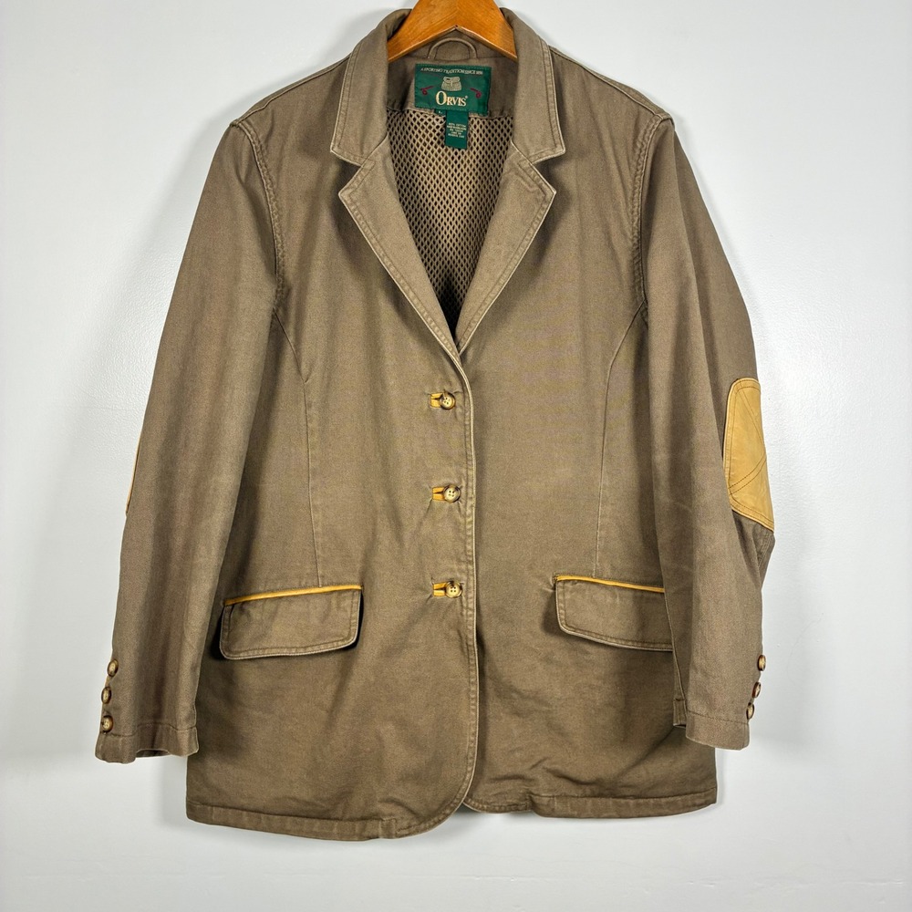 Orvis Zambezi Field Jacket L Utility Leather Elbow Patches Sport Barn Old Money
